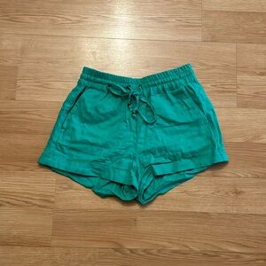Women’s Green Linen Shorts